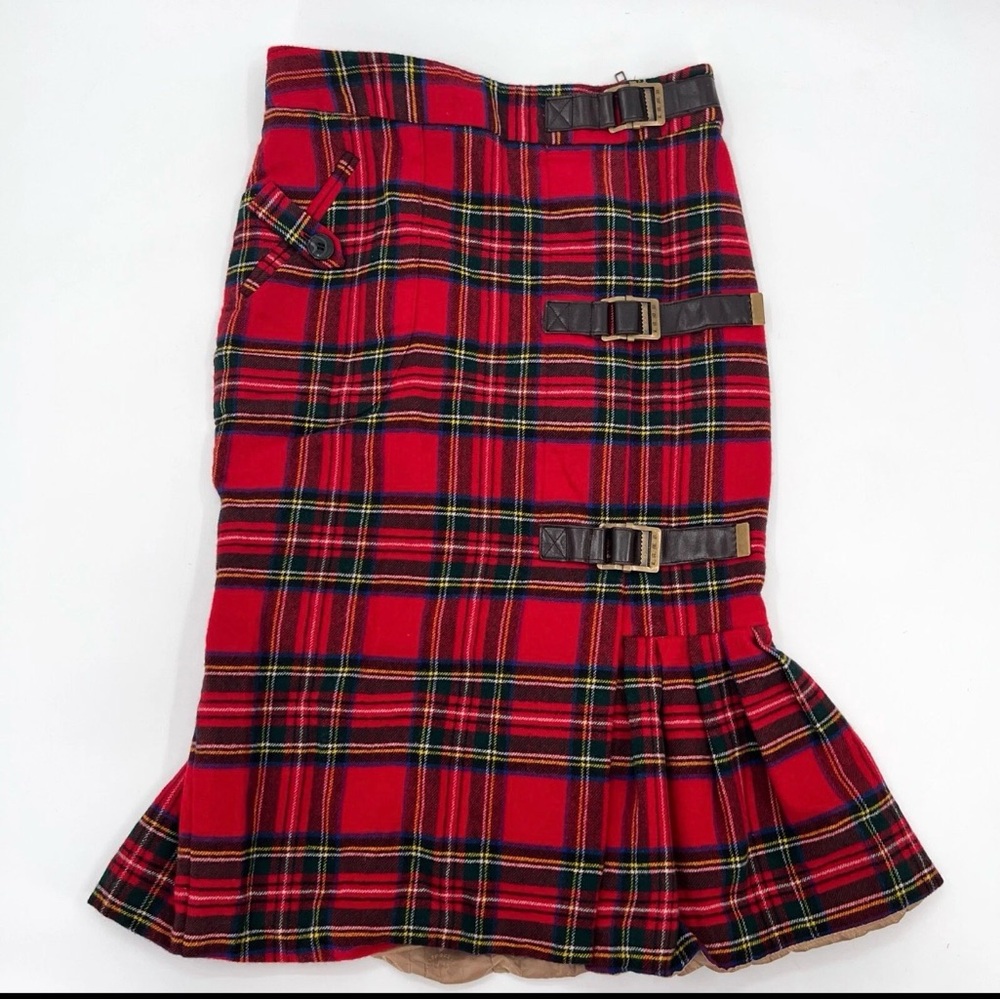 ✨🆕BNWOT!Vintage Lamb Long Plaid Skirt w/Buckles!Size 6!RARE!